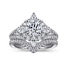 Uma - 14K White Gold Floral Halo Round Diamond Engagement Ring - 1.04 ct