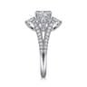 Uma - 14K White Gold Floral Halo Round Diamond Engagement Ring - 1.04 ct