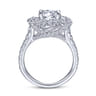 Faline - 14K White Gold Floral Halo Round Diamond Engagement Ring - 1.22 ct