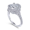 Faline - 14K White Gold Floral Halo Round Diamond Engagement Ring - 1.22 ct