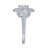 Faline - 14K White Gold Floral Halo Round Diamond Engagement Ring - 1.22 ct