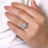 Faline - 14K White Gold Floral Halo Round Diamond Engagement Ring - 1.22 ct