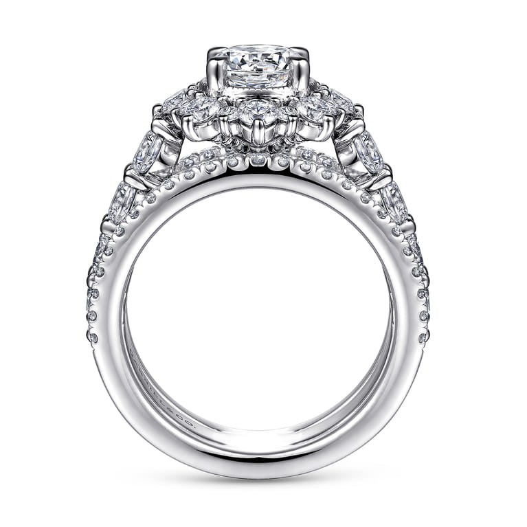 Clarence - 14K White Gold Fancy Halo Round Diamond Engagement Ring - 2.32 ct - Shot 2