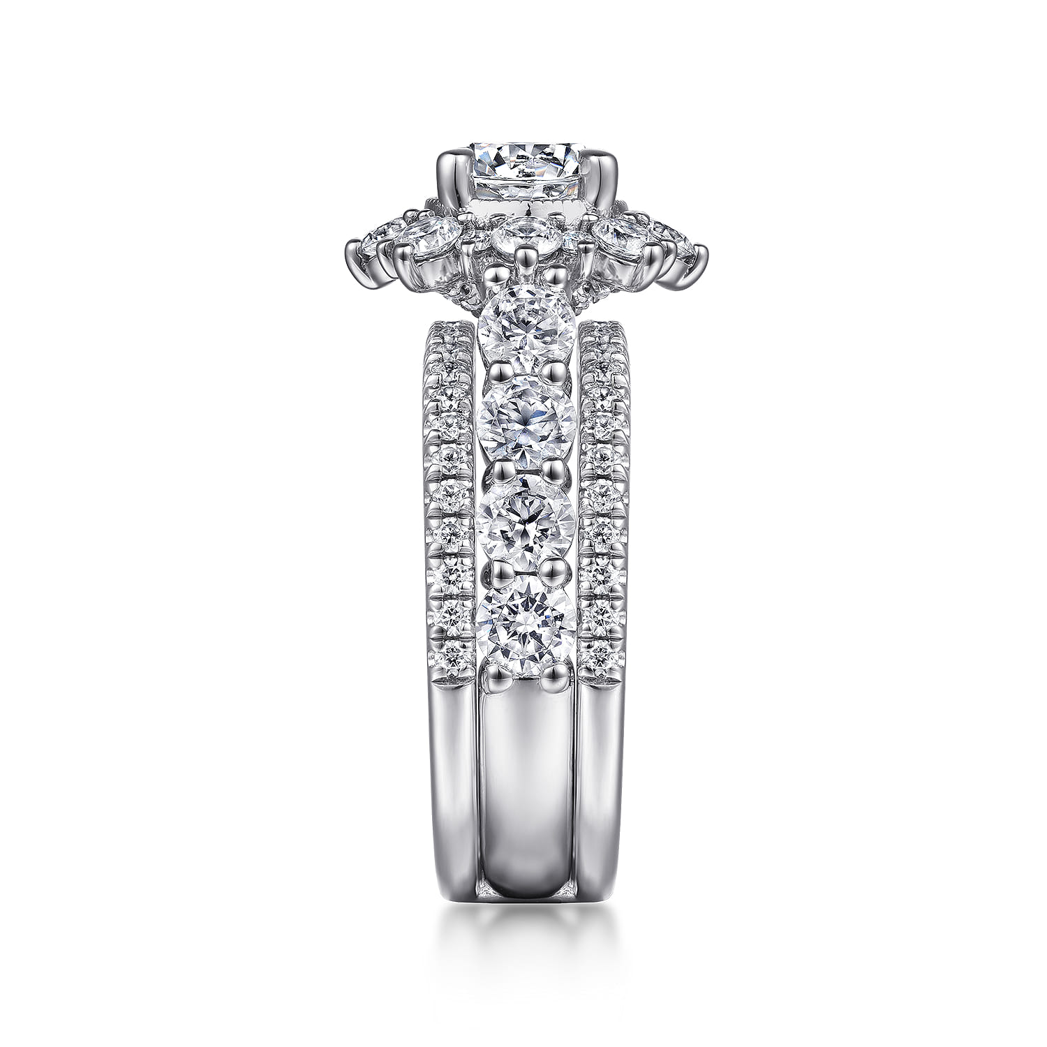 Clarence - 14K White Gold Fancy Halo Round Diamond Engagement Ring - 2.32 ct - Shot 5