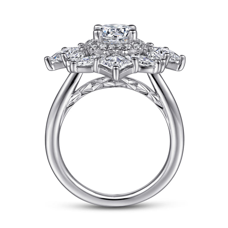 Lincoln - 14K White Gold Fancy halo Round Diamond Engagement Ring - 2.41 ct - Shot 2