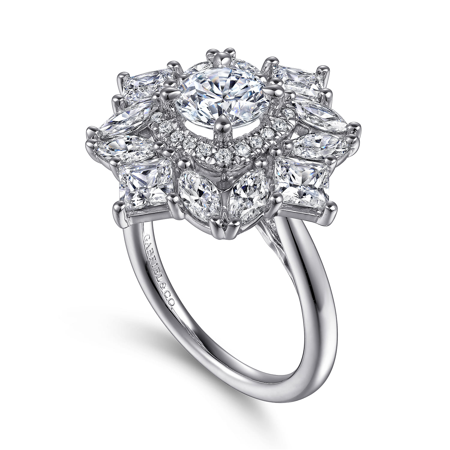 Lincoln - 14K White Gold Fancy halo Round Diamond Engagement Ring - 2.41 ct - Shot 3