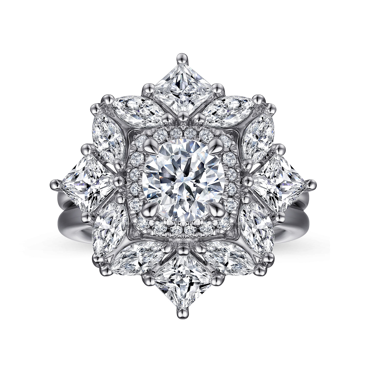 Lincoln - 14K White Gold Fancy halo Round Diamond Engagement Ring - 2.41 ct - Shot 4