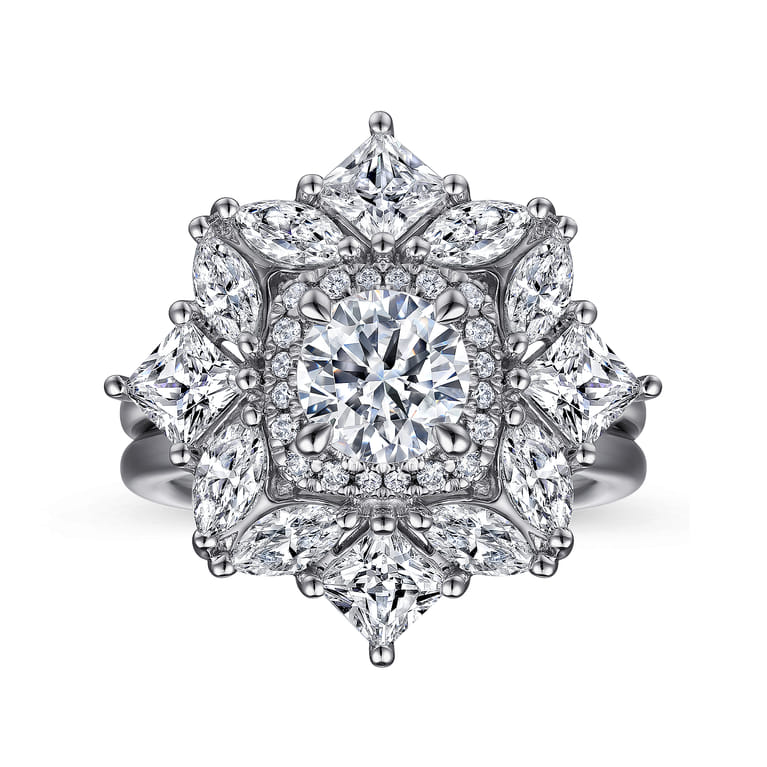 Lincoln - 14K White Gold Fancy halo Round Diamond Engagement Ring - 2.41 ct - Shot 4