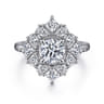 Liv - 14K White Gold Fancy Halo Round Diamond Engagement Ring - 1.52 ct