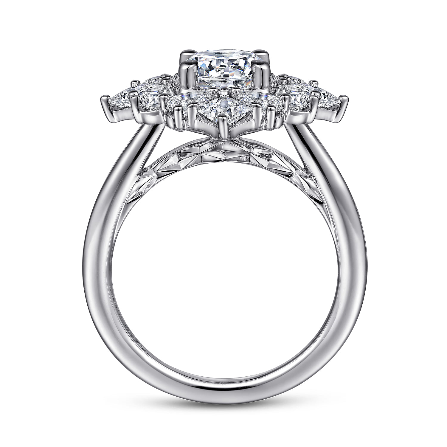 Liv - 14K White Gold Fancy Halo Round Diamond Engagement Ring - 1.52 ct - Shot 2