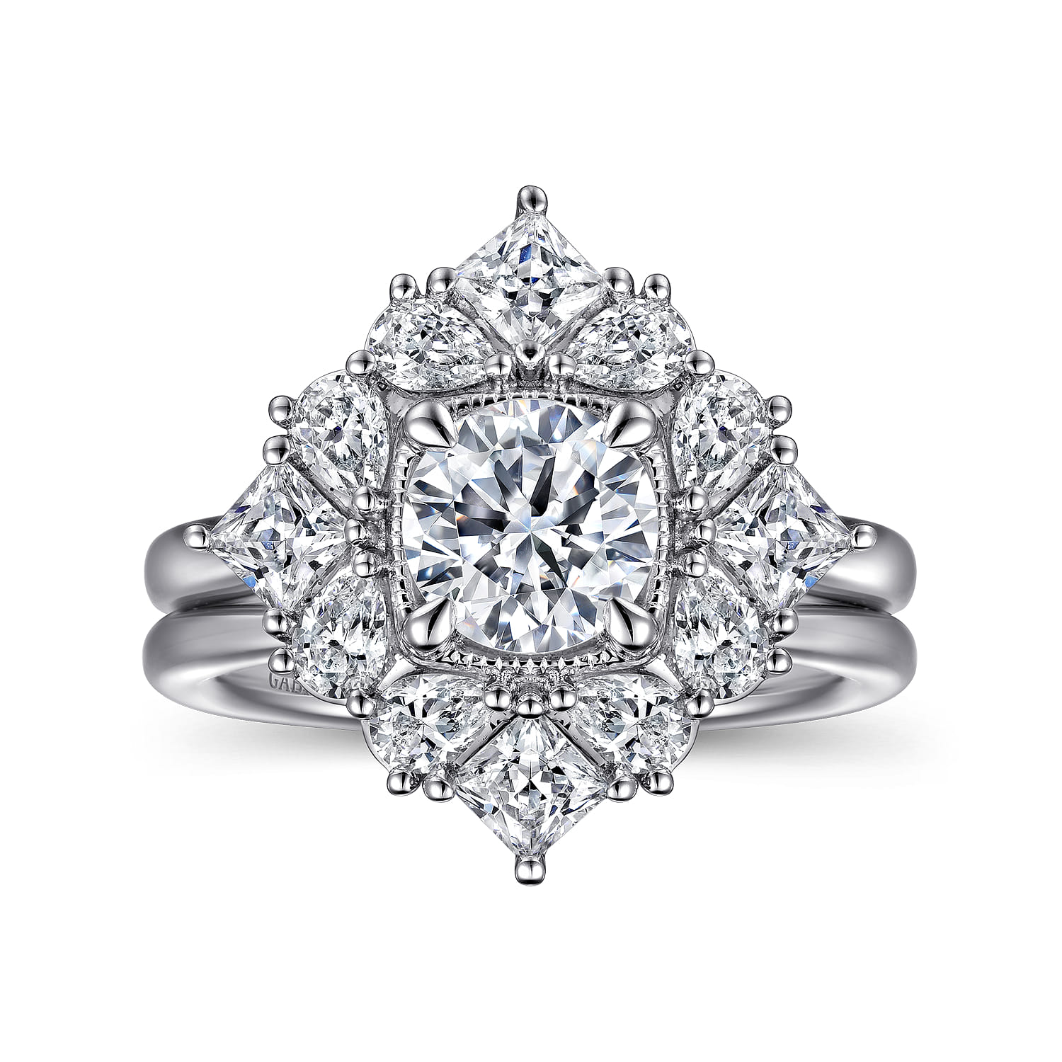 Liv - 14K White Gold Fancy Halo Round Diamond Engagement Ring - 1.52 ct - Shot 4