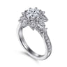 Alexandria - 14K White Gold Floral Halo Round Diamond Engagement Ring - 0.83 ct