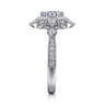 Alexandria - 14K White Gold Floral Halo Round Diamond Engagement Ring - 0.83 ct