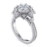 Alexandria - 14K White Gold Floral Halo Round Diamond Engagement Ring - 0.96 ct