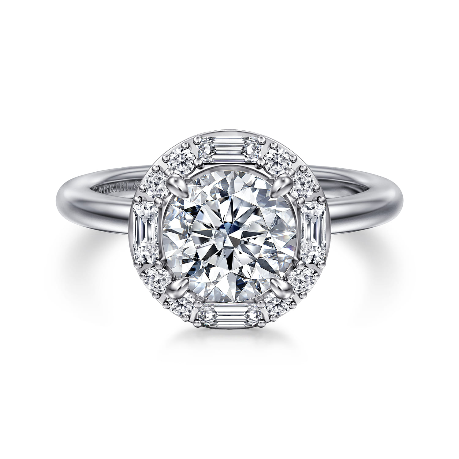 Cammie - 14K White Gold Halo Round Diamond Engagement Ring - 0.4 ct - Shot 1