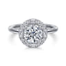 Cammie - 14K White Gold Halo Round Diamond Engagement Ring - 0.4 ct
