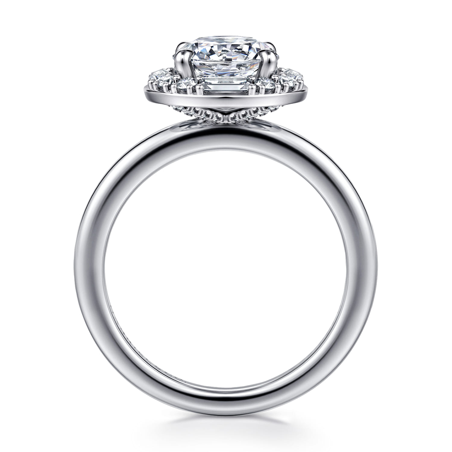 Cammie - 14K White Gold Halo Round Diamond Engagement Ring - 0.4 ct - Shot 2
