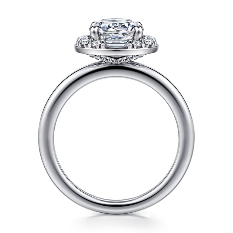 Cammie - 14K White Gold Halo Round Diamond Engagement Ring - 0.4 ct - Shot 2
