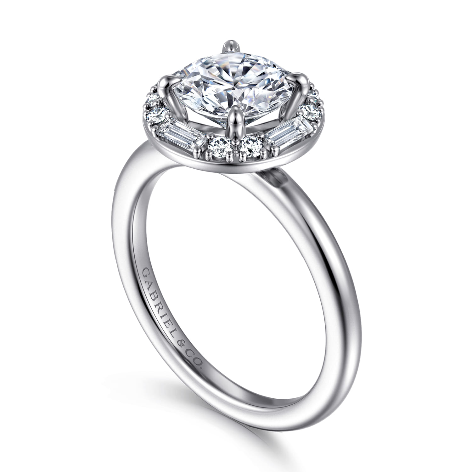 Cammie - 14K White Gold Halo Round Diamond Engagement Ring - 0.4 ct - Shot 3