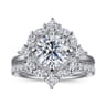 Fernanda - 14K White Gold Compass Prong Round Halo Diamond Engagement Ring - 0.65 ct