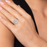 Fernanda - 14K White Gold Compass Prong Round Halo Diamond Engagement Ring - 0.65 ct