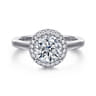 Yolanda - 14K White Gold Round Halo Diamond Engagement Ring - 0.35 ct