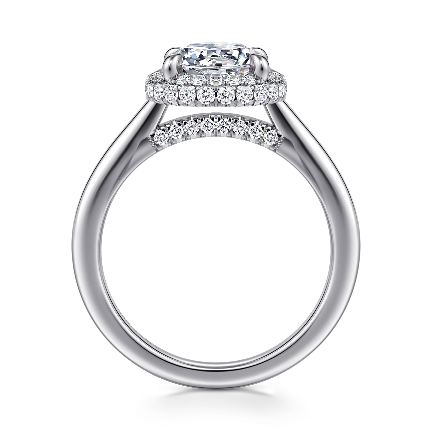Yolanda - 14K White Gold Round Halo Diamond Engagement Ring - 0.35 ct - Shot 2