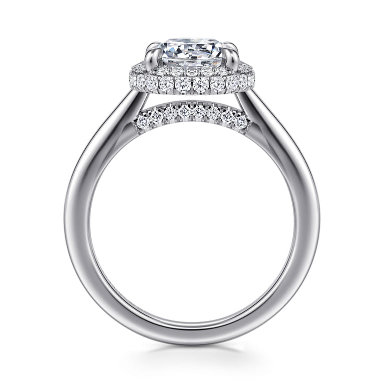 Yolanda - 14K White Gold Round Halo Diamond Engagement Ring - 0.35 ct - Shot 2