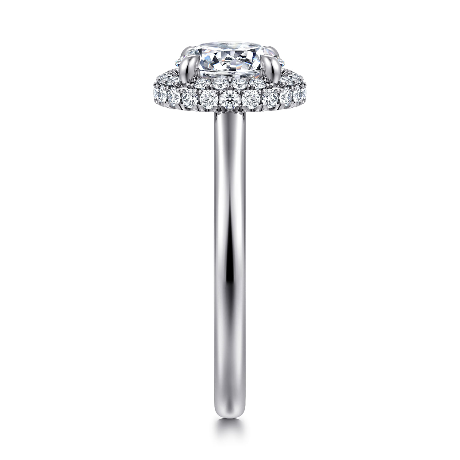 Yolanda - 14K White Gold Round Halo Diamond Engagement Ring - 0.35 ct - Shot 4