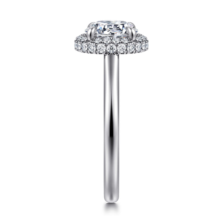 Yolanda - 14K White Gold Round Halo Diamond Engagement Ring - 0.35 ct - Shot 4