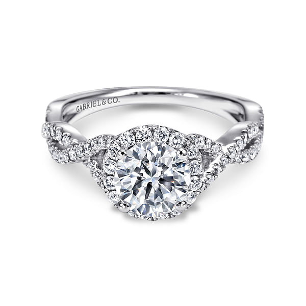14k White Gold Diamond Diamond Halo Engagement Ring 14k White Gold Diamond Diamond Halo Engagement Ring