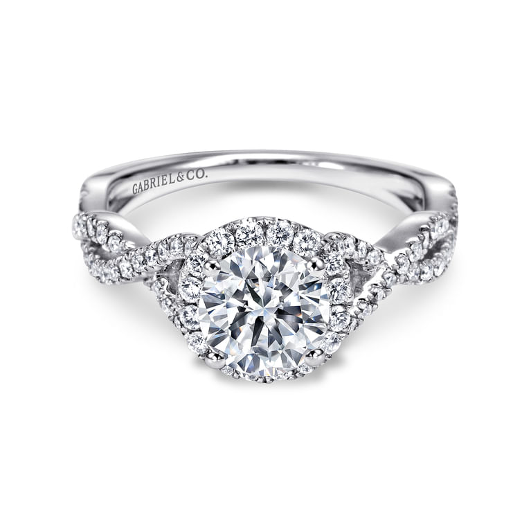 Marissa - 14K White Gold Round Halo Diamond Engagement Ring - 0.39 ct