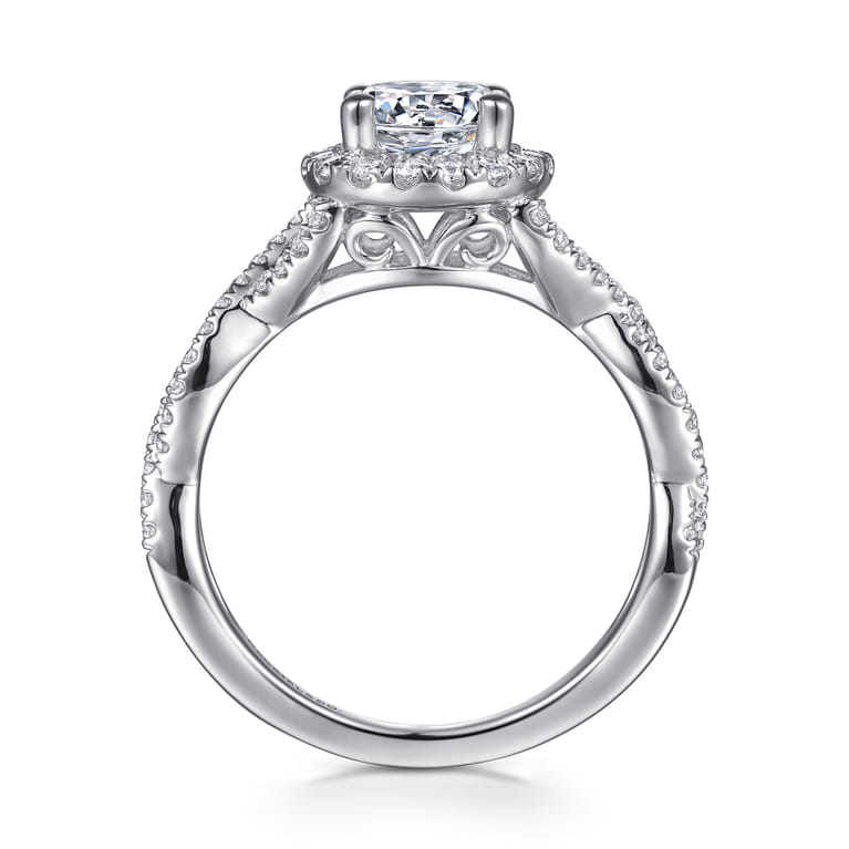 Marissa - 14K White Gold Round Halo Diamond Engagement Ring - 0.39 ct - Shot 2