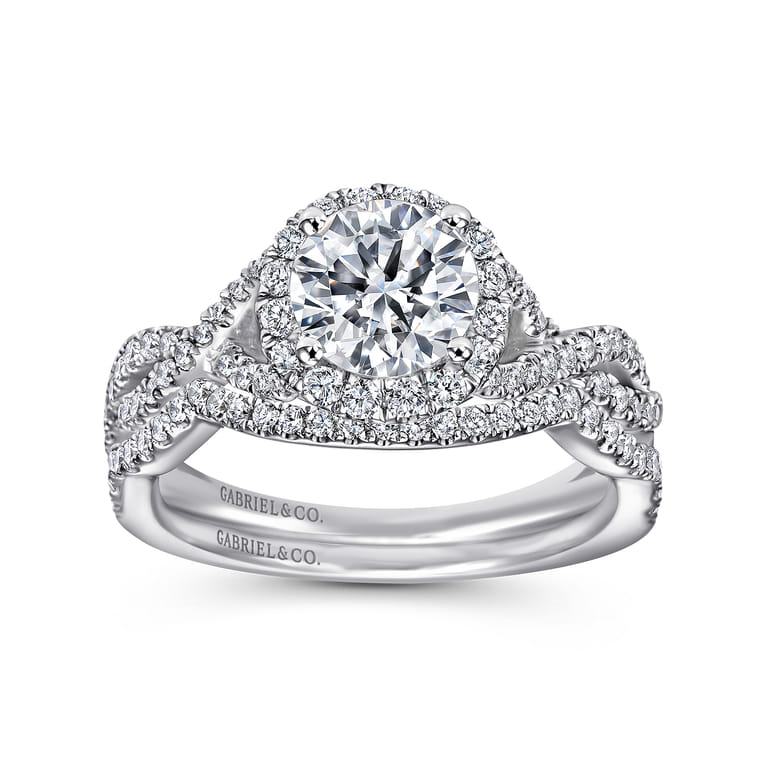 Marissa - 14K White Gold Round Halo Diamond Engagement Ring - 0.39 ct - Shot 4