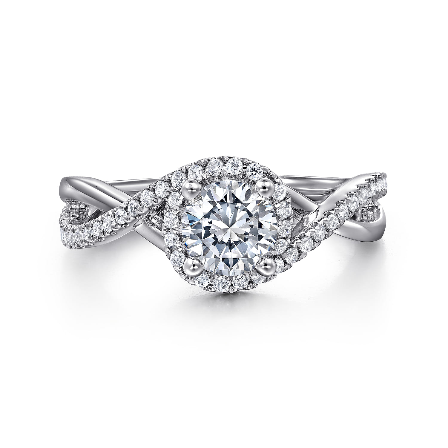 Courtney - 14K White Gold Round Halo Diamond Engagement Ring - 0.23 ct - Shot 1