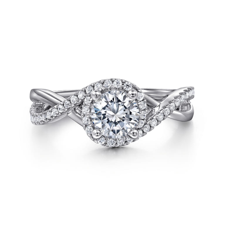 Courtney - 14K White Gold Round Halo Diamond Engagement Ring - 0.23 ct - Shot 1