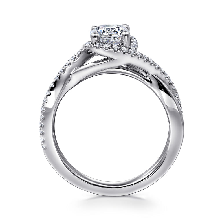 Courtney - 14K White Gold Round Halo Diamond Engagement Ring - 0.23 ct - Shot 2