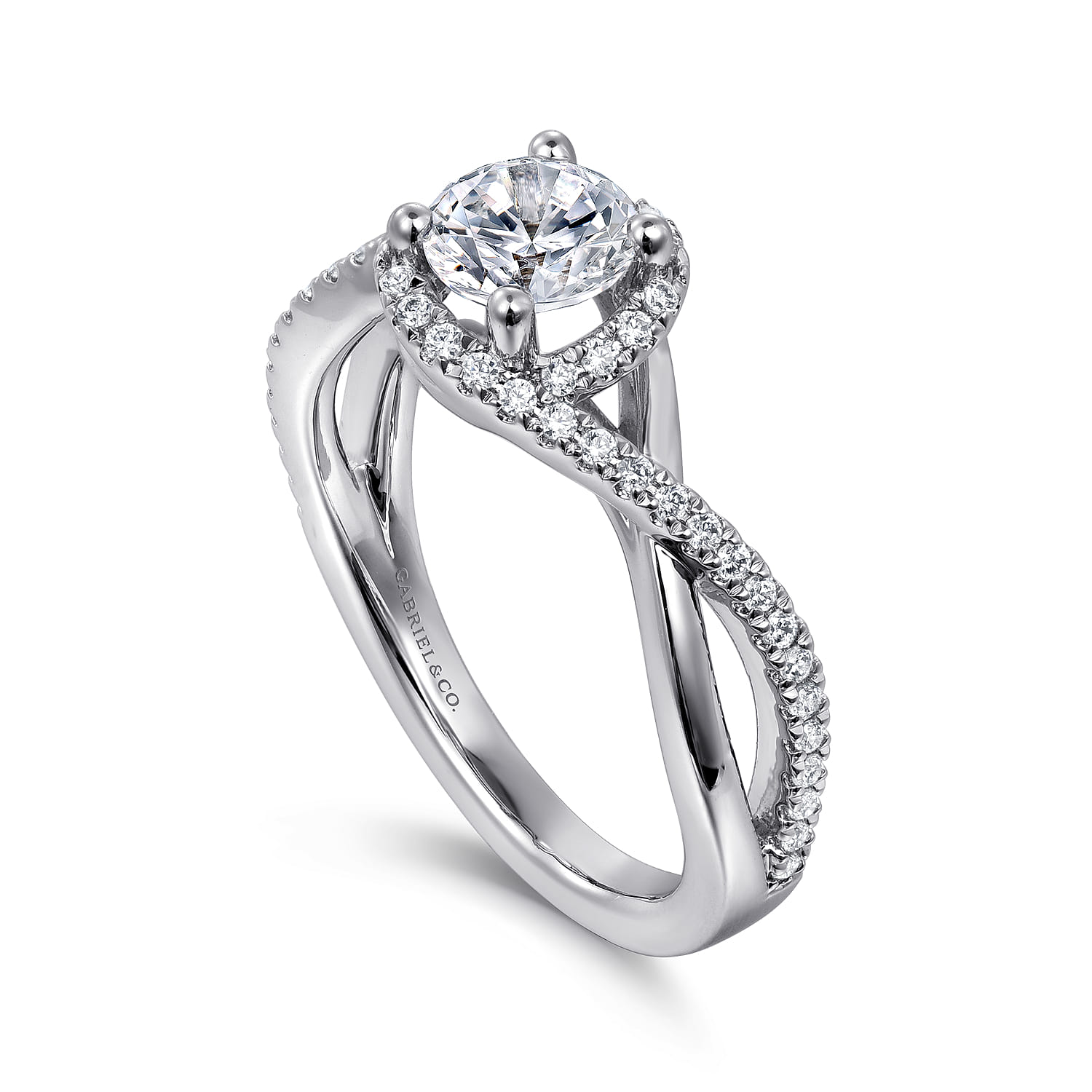 Courtney - 14K White Gold Round Halo Diamond Engagement Ring - 0.23 ct - Shot 3