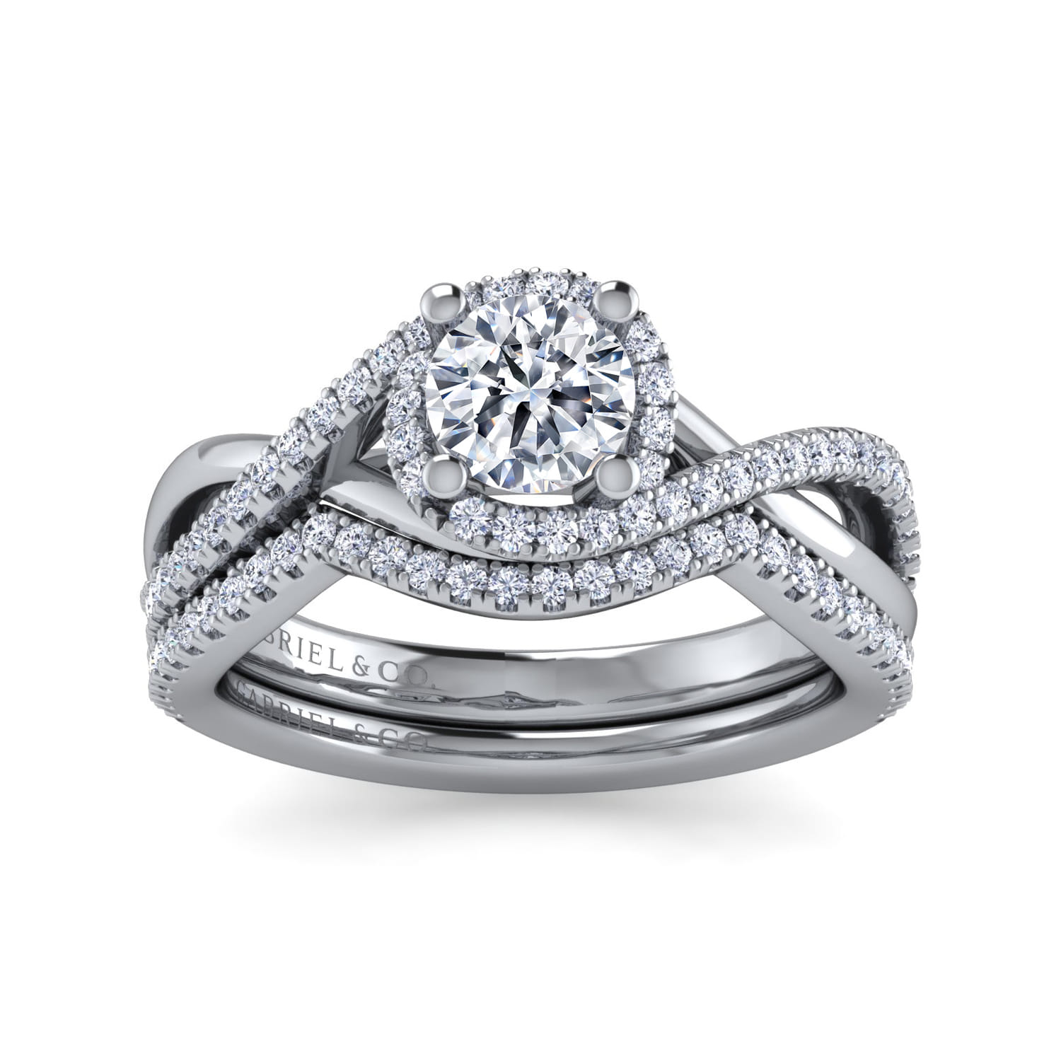 Courtney - 14K White Gold Round Halo Diamond Engagement Ring - 0.23 ct - Shot 4