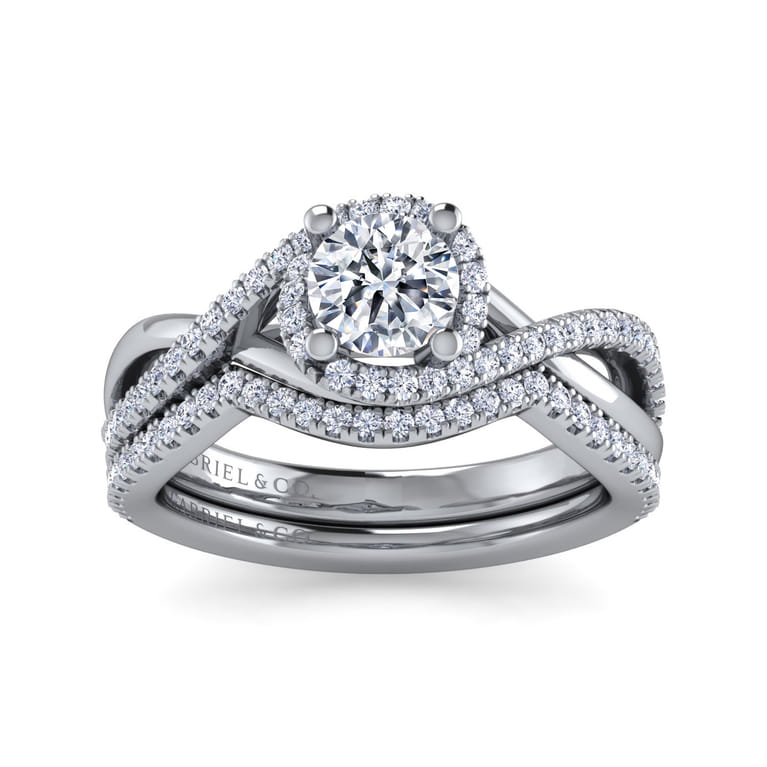 Courtney - 14K White Gold Round Halo Diamond Engagement Ring - 0.23 ct - Shot 4