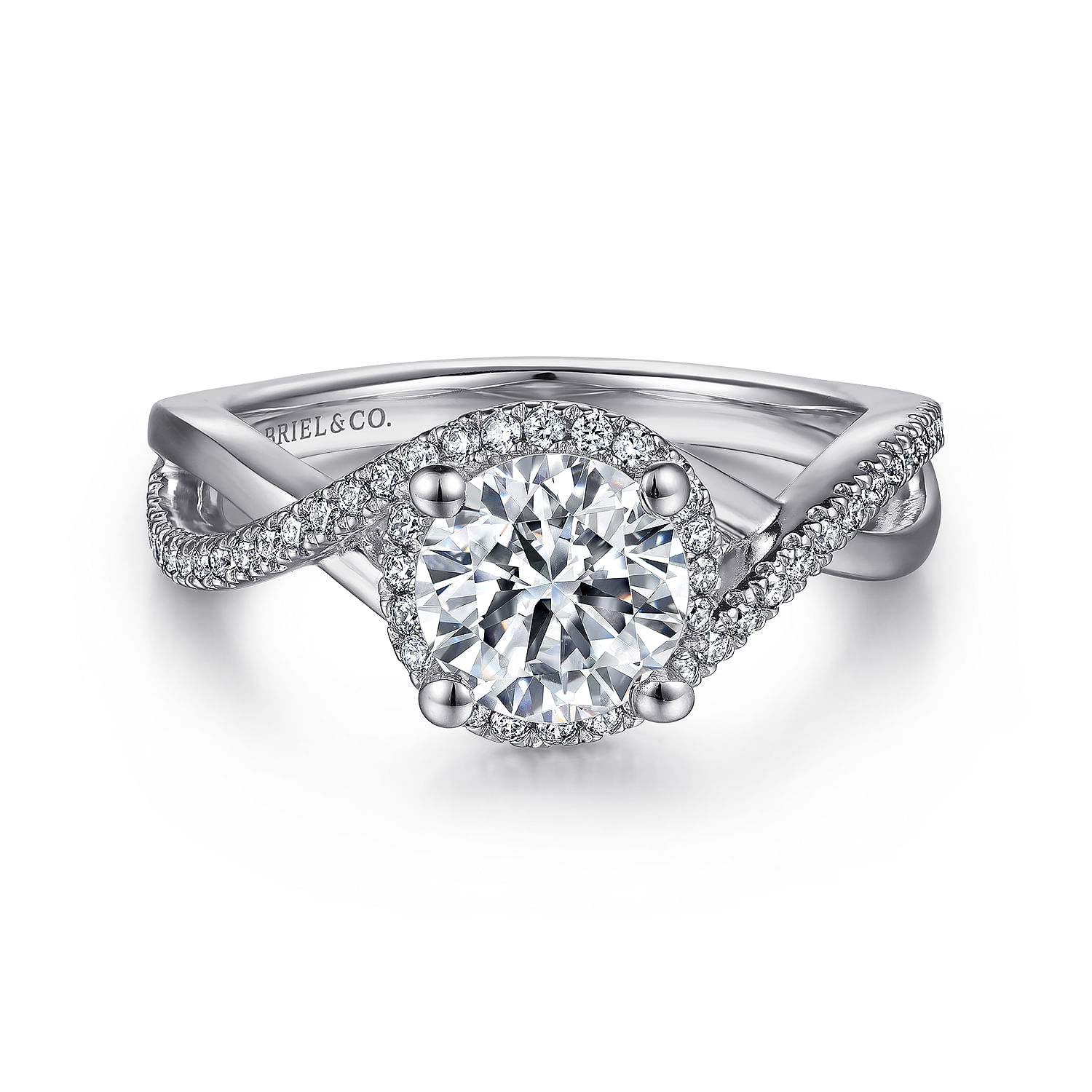 Courtney - 14K White Gold Round Halo Diamond Engagement Ring - 0.23 ct - Shot 1