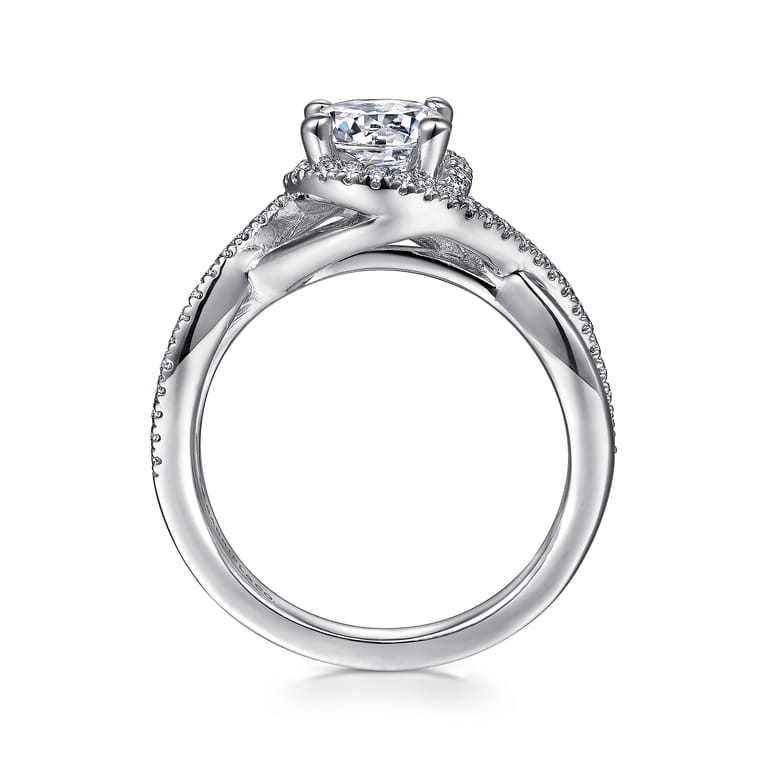 Courtney - 14K White Gold Round Halo Diamond Engagement Ring - 0.24 ct - Shot 2