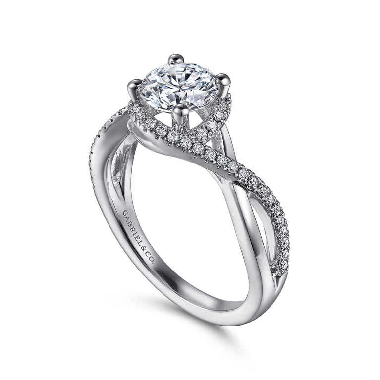 Courtney - 14K White Gold Round Halo Diamond Engagement Ring - 0.24 ct - Shot 3