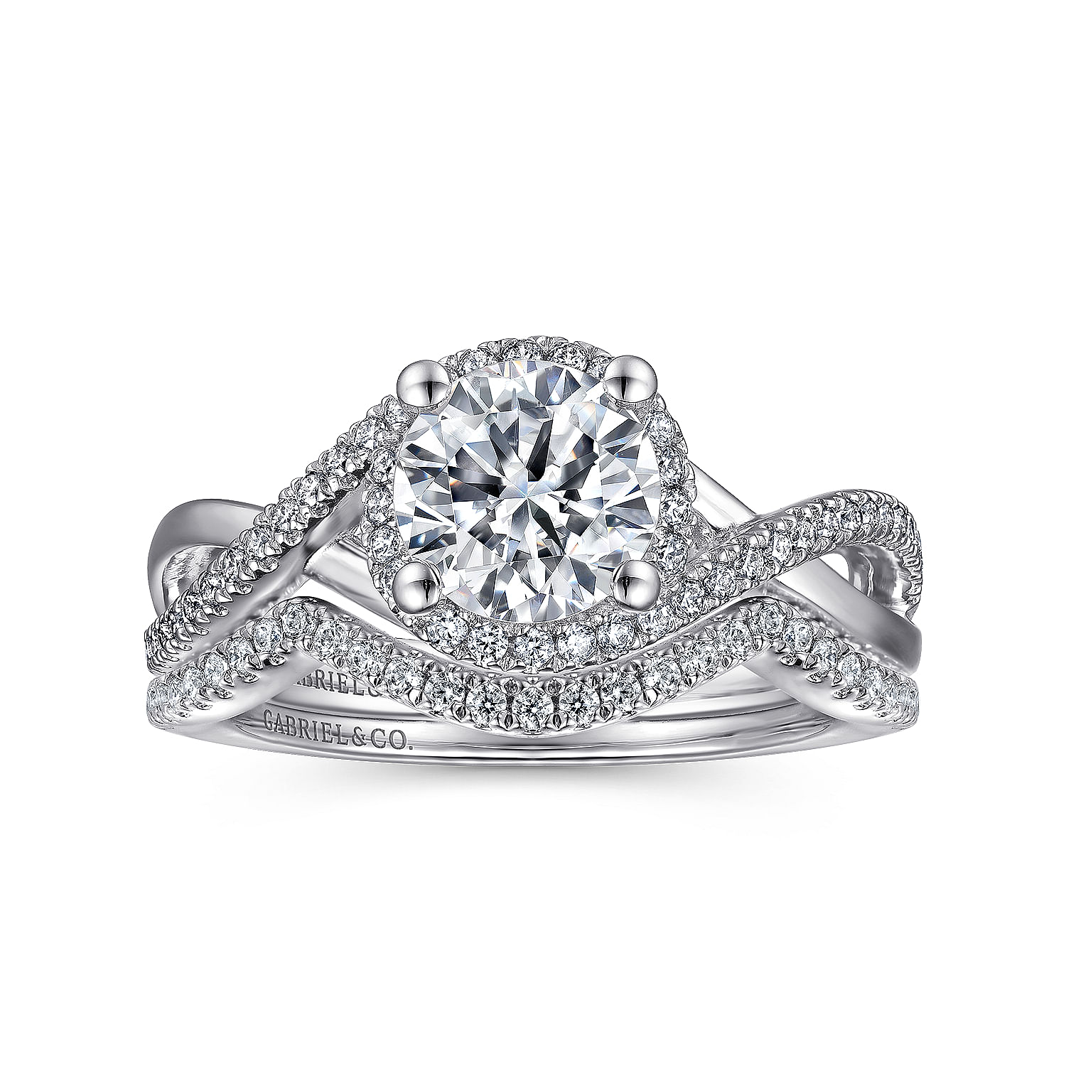 Courtney - 14K White Gold Round Halo Diamond Engagement Ring - 0.23 ct - Shot 4