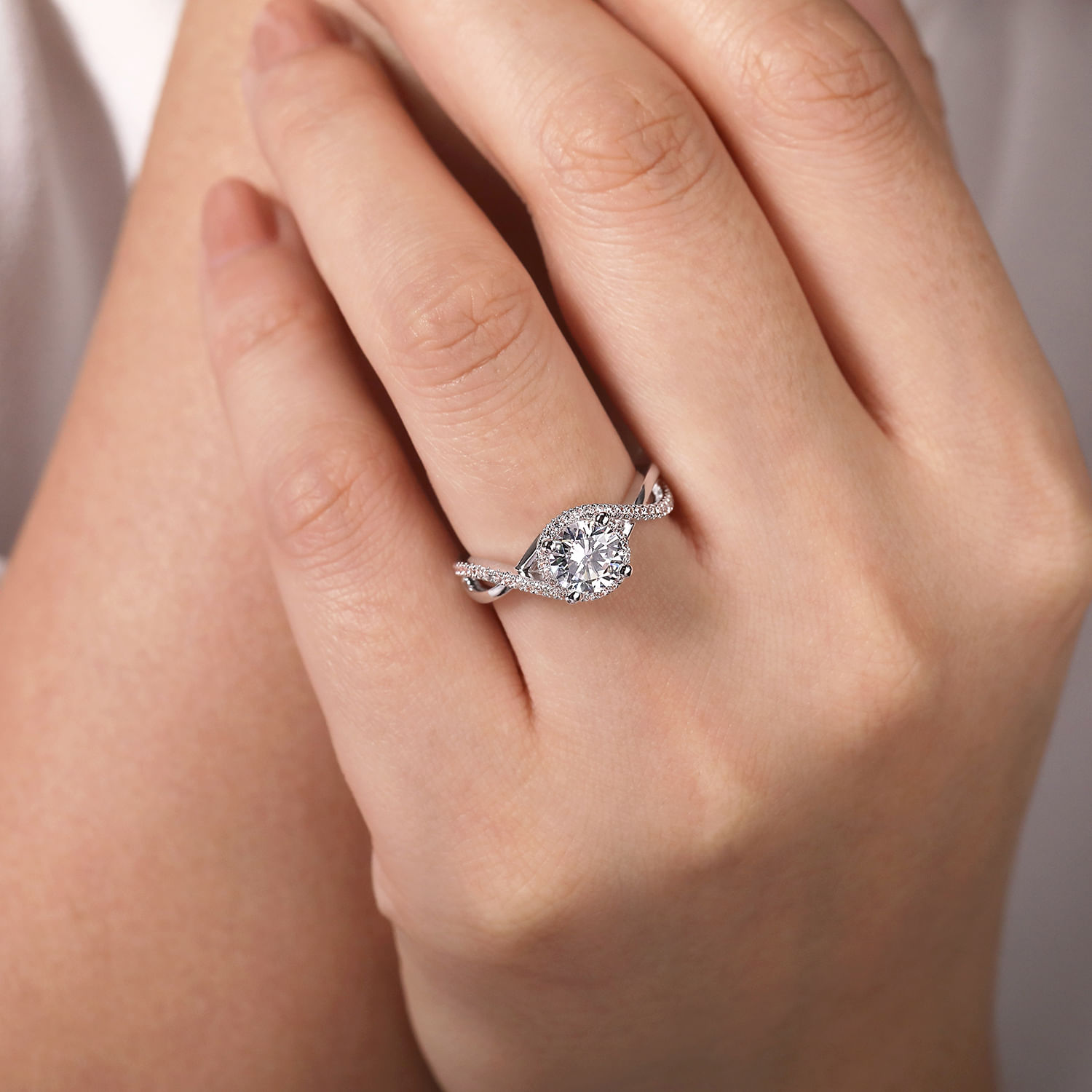 Courtney - 14K White Gold Round Halo Diamond Engagement Ring - 0.23 ct - Shot 6