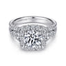 Alexia - 14K White Gold Round Halo Diamond Engagement Ring - 1.54 ct