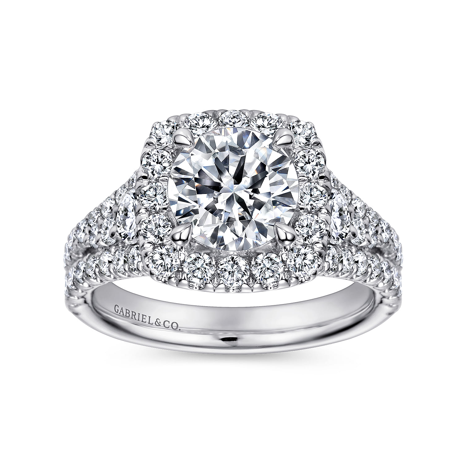 Alexia - 14K White Gold Round Halo Diamond Engagement Ring - 1.54 ct - Shot 5