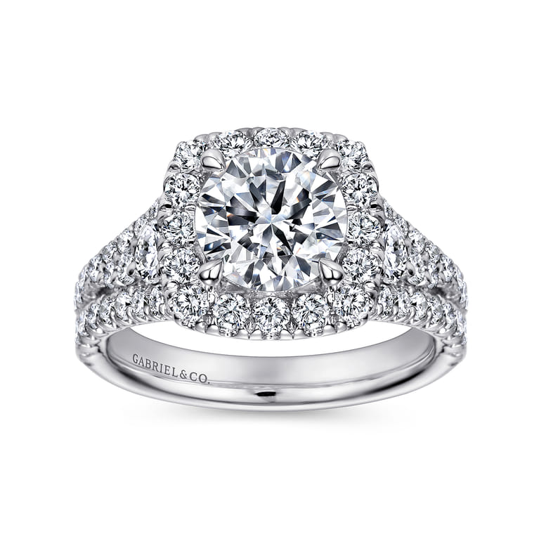 Alexia - 14K White Gold Round Halo Diamond Engagement Ring - 1.54 ct - Shot 5