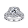 Alexia - 14K White Gold Round Halo Diamond Engagement Ring - 1.54 ct