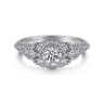 Abel - Vintage Inspired 14K White Gold Round Halo Complete Diamond Engagement Ring - 0.72 ct